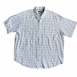 2/$18 SALE! ORVIS Mens Shirt XL Button Up Cotton White Blue Classic Plaid Cotton